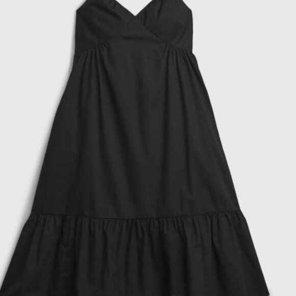 NWT|Gap black Deep V-Neck Cami Midi Dress | xs - Picture 3 of 5